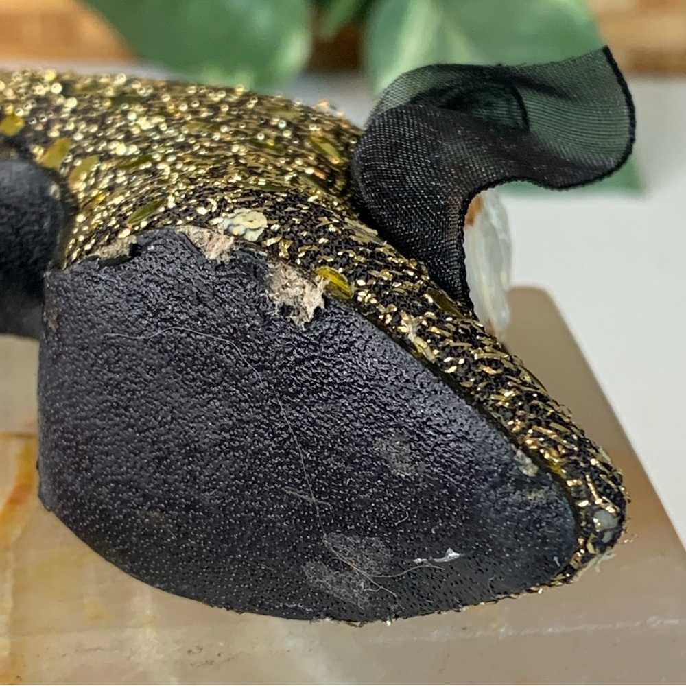 Miniature Victorian Shoe High Heel Slipper Sequins Cameo Bow Glam Decoration 4.2 - Picture 13 of 16